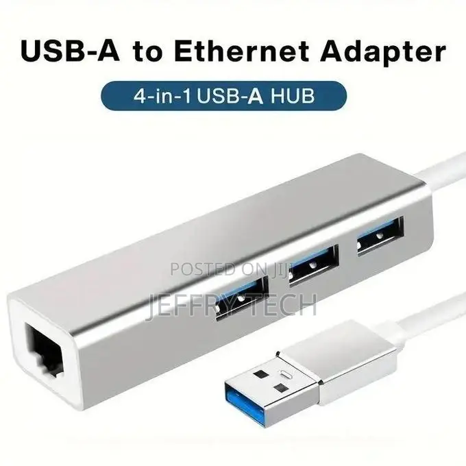 USB 3.0 to Ethernet Adapter, 3-Ports USB 3.0 Hub