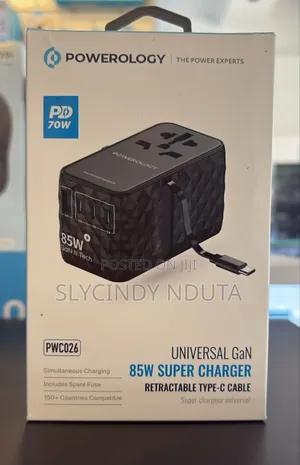 Powerlogy 85w Travel Charger With Built in USB-C Cable