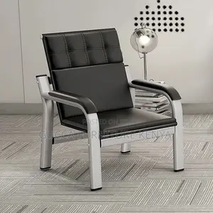 Sofas: Leather Simple Silver Metal Frame Reception Sofa
