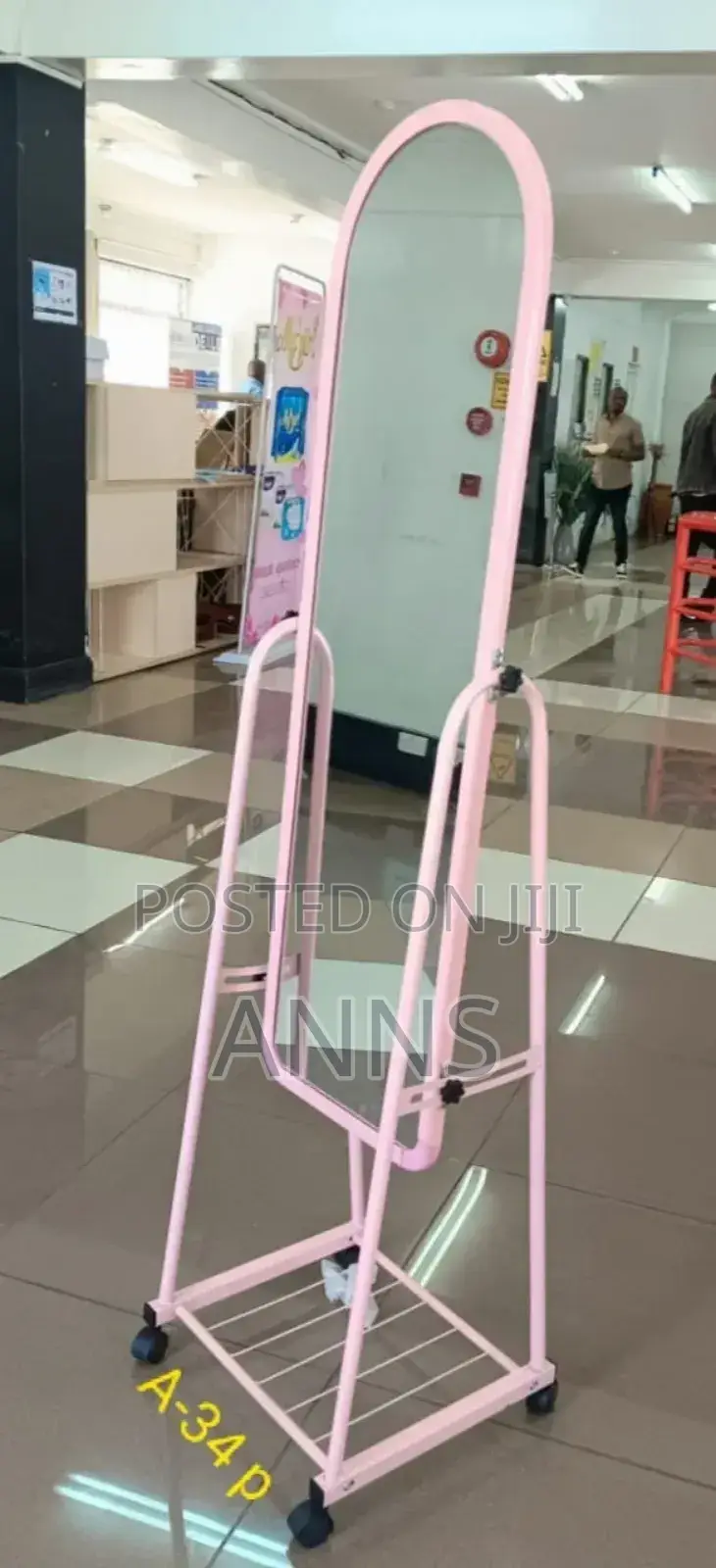 Pink Dressing Mirror With Wheels