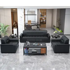 Sofas: Modern Leather Upholstered 5-Seater Office Sofa