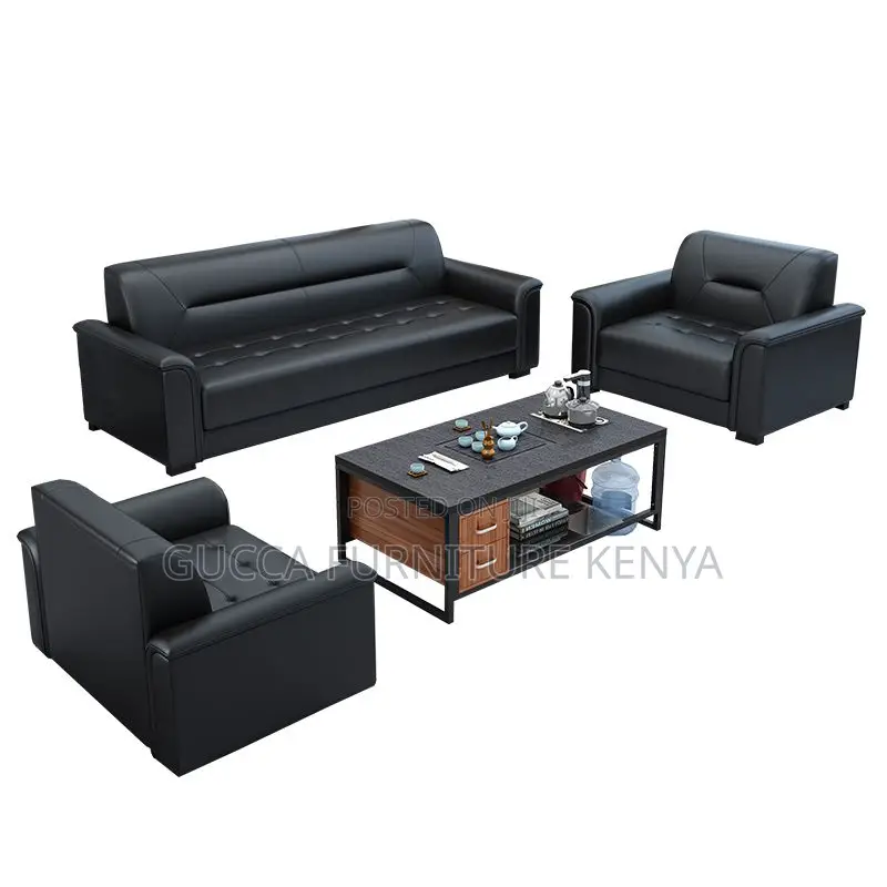 Sofas: Modern Leather Upholstered 5-Seater Office Sofa