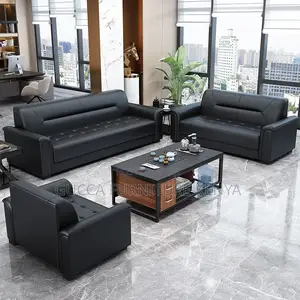 Sofas: Modern Leather Upholstered 5-Seater Office Sofa