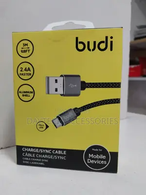 3m Budi Charge Sync Cable Aluminum Shell Micro Cable - Black