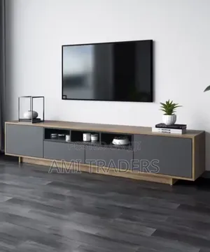 Tv Stand - Natural Board With Grey (7ft)