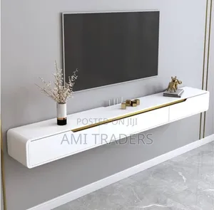 Tv Stand - Floating 8ft White Gold Stand