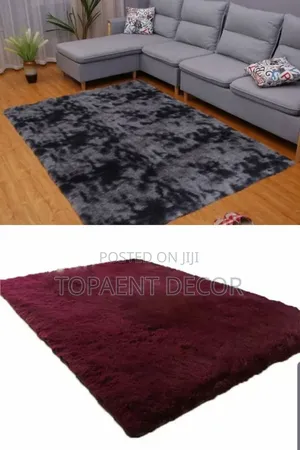 Grey and Maroon Plain 5 by 8 Fluffy Carpets