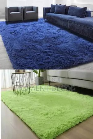 Lemon Green and Blue Fluffy Carpets