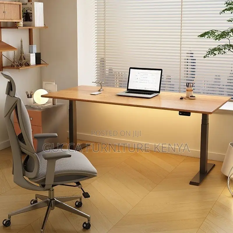 Office Tables:Automated Motorized T-Shape Standing Work Desk