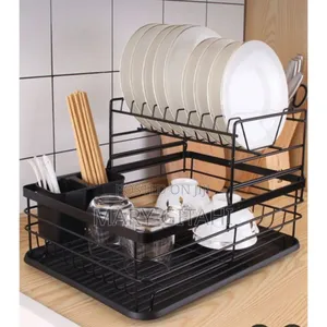 Minimalist Iron Dish Rack With Drain Board