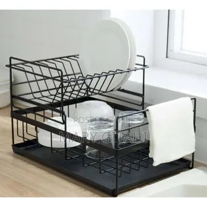 Minimalist Iron Dish Rack With Drain Board 2 Tier