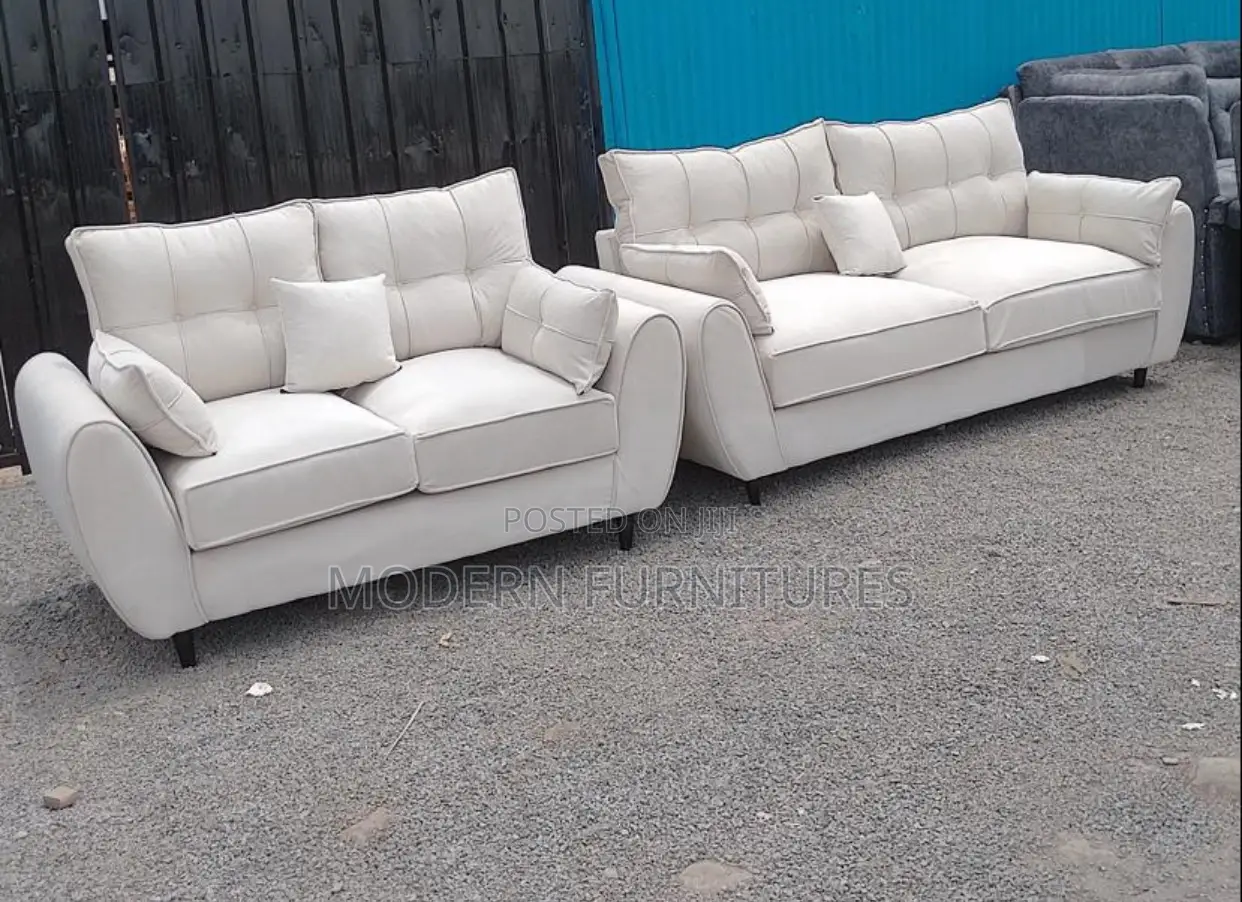 Cream White Butterfly 5 Seater Sofa