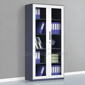 Cabinets: Full Glass Door Storage Steel File Cabinet