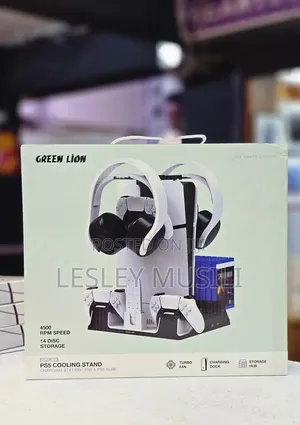 Green Lion PS5 Cooling Stand Charging Station - White