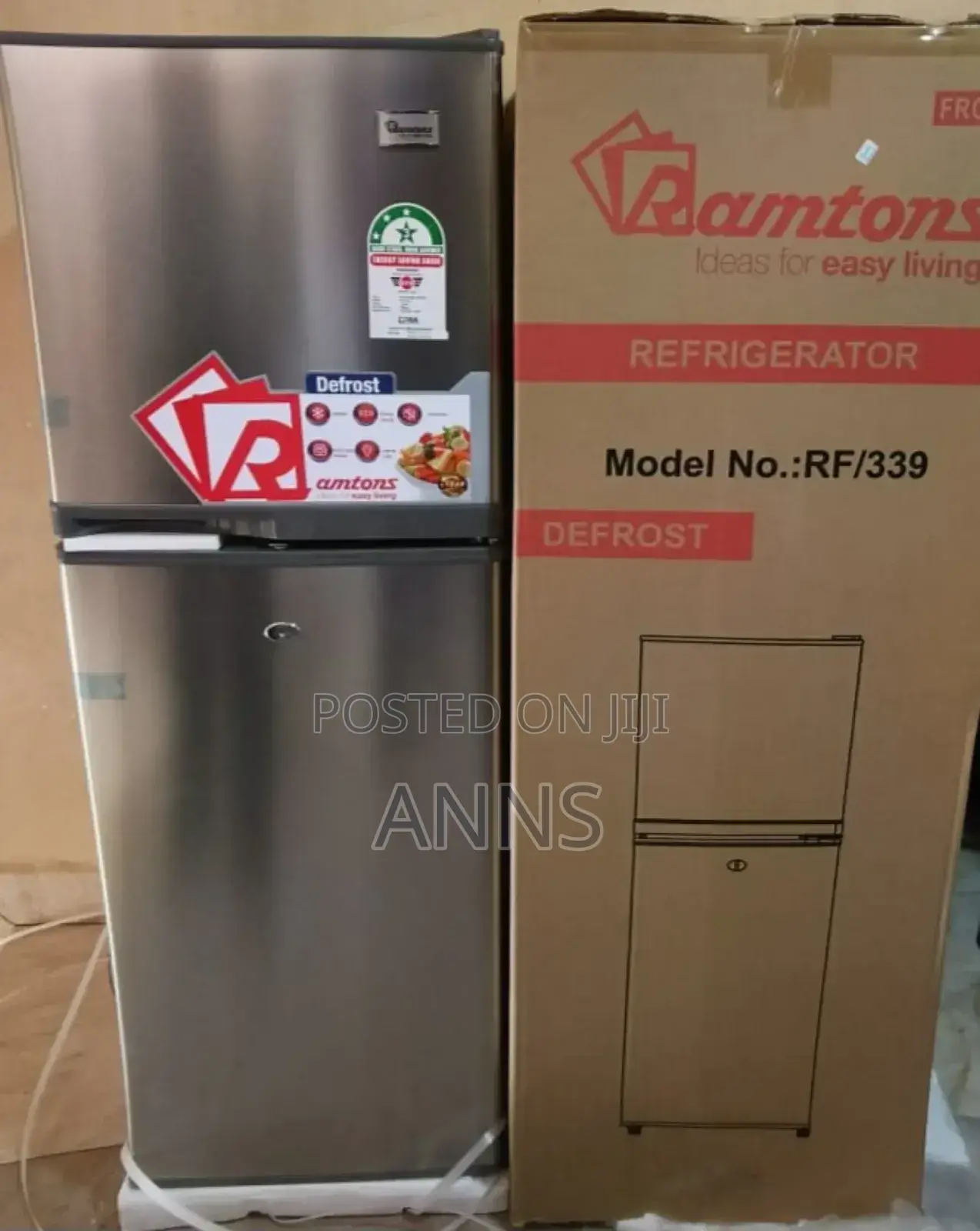 Ramtons 138litres ~ Dark Grey Double Door Fridge