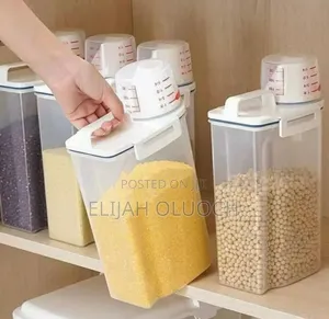 Cereal Storage Container With Measuring Cup and Handle