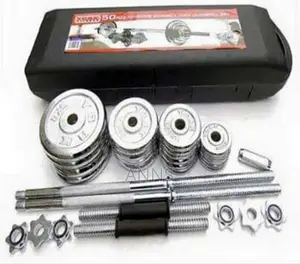 50kgs Adjustable Dumbells Set With Burbell ~ Chrome