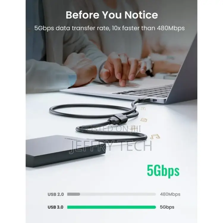Ugreen Usb3.0 Extension Male Cable 3M (Black) Modeal -30127