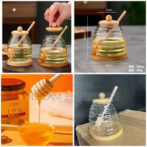 Multi-Purpose Glass Honey Storage Jars With Wooden Lid