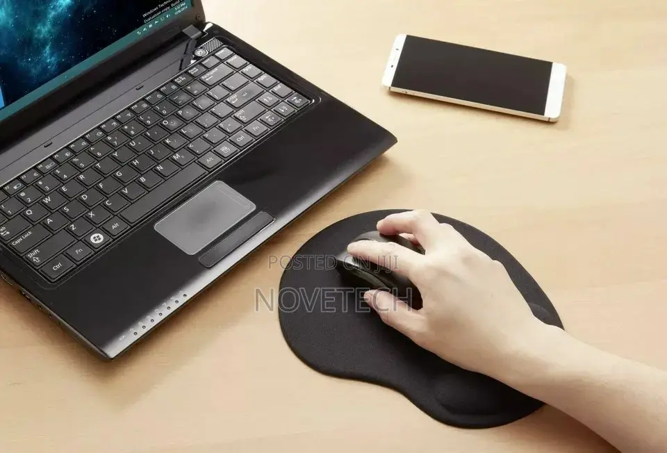 Mouse Mat Large Pad PC, Computer Foam Black Wrist Support