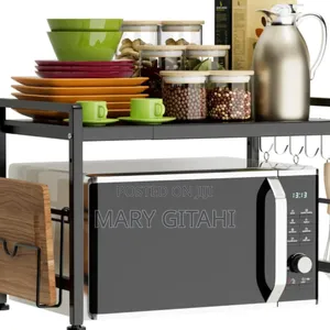 Metallic 1 Layer Microwave Stand/Organizer at 