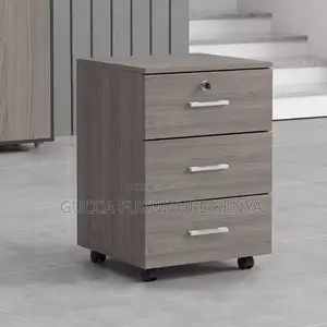 Cabinets:3-Drawer Contemporary Grey Wood Pedestal Cabinet