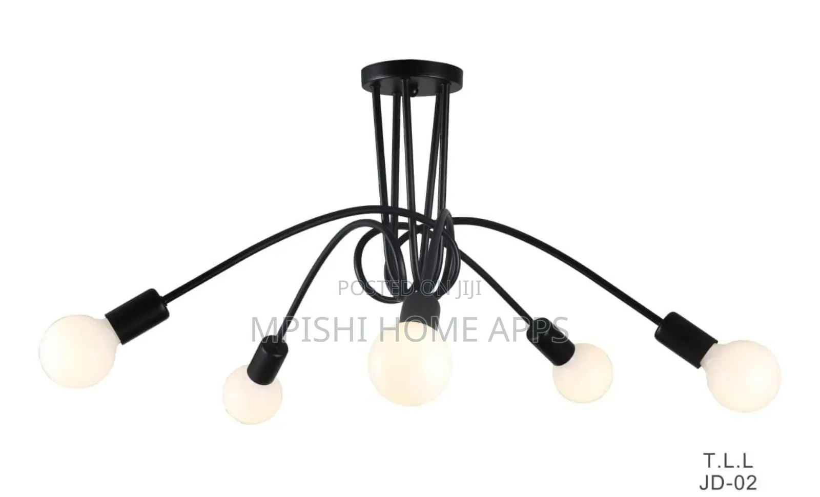 5 Way Swirl Arm Pendant Light