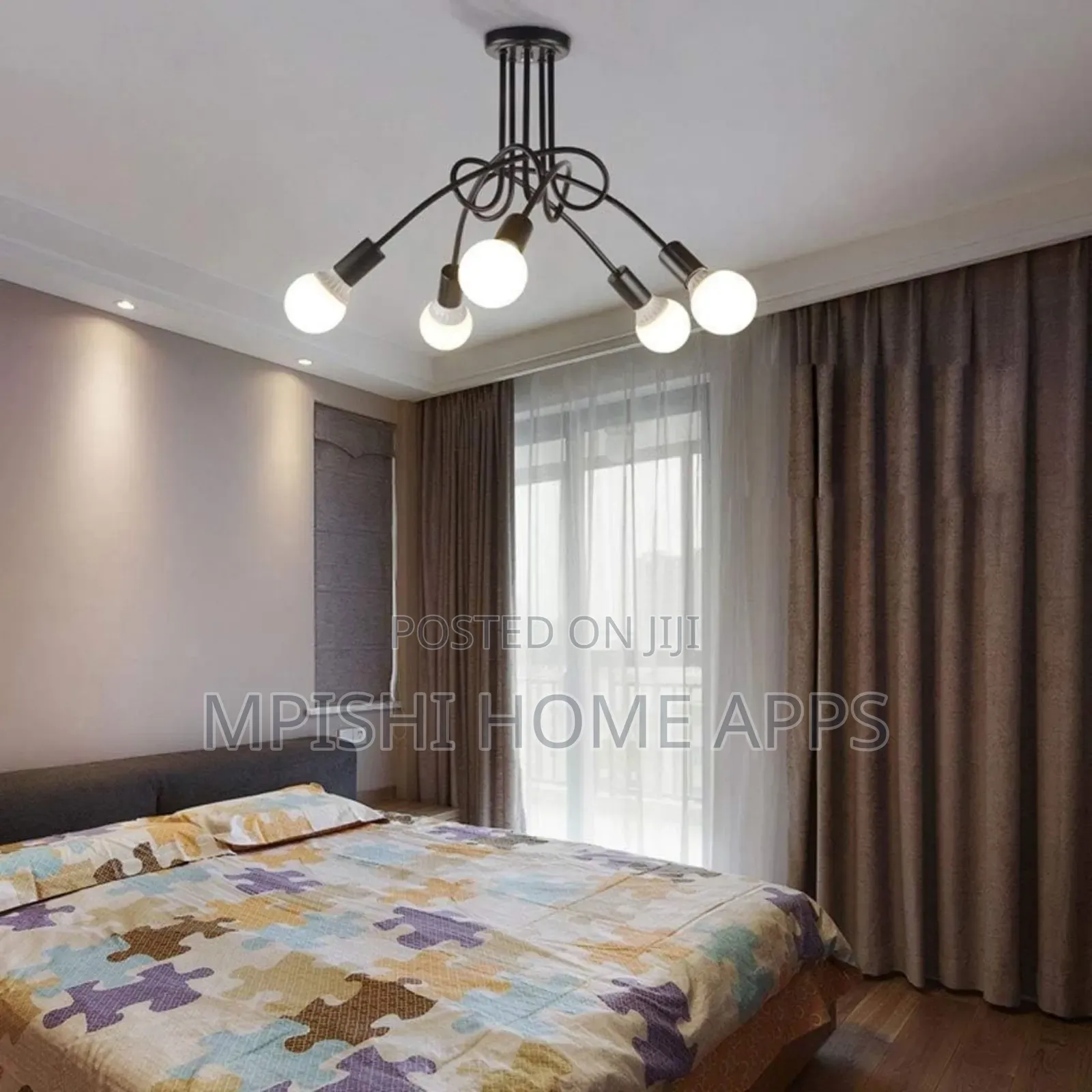 5 Way Swirl Arm Pendant Light