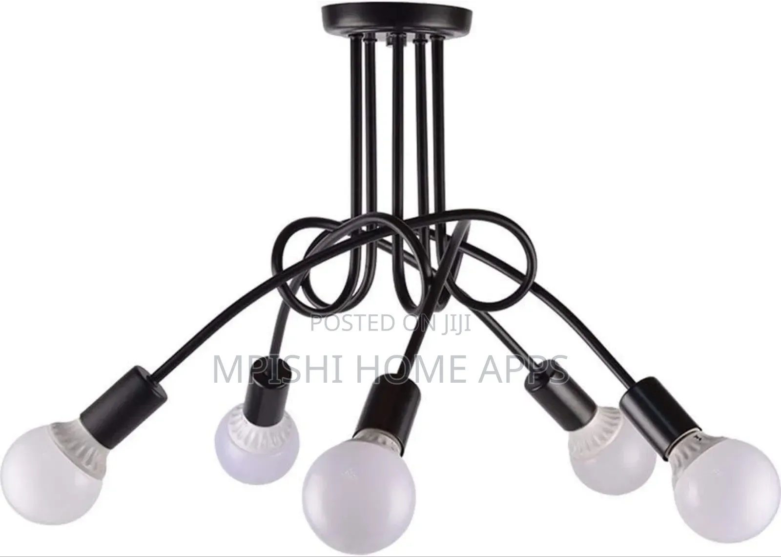 5 Way Swirl Arm Pendant Light