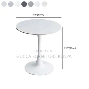 Dining Tables: Stylish Round Marble White Dining Table