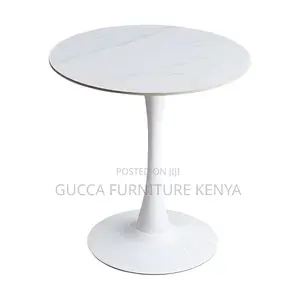 Dining Tables: Stylish Round Marble White Dining Table