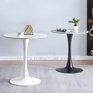 Dining Tables: Stylish Round Marble White Dining Table