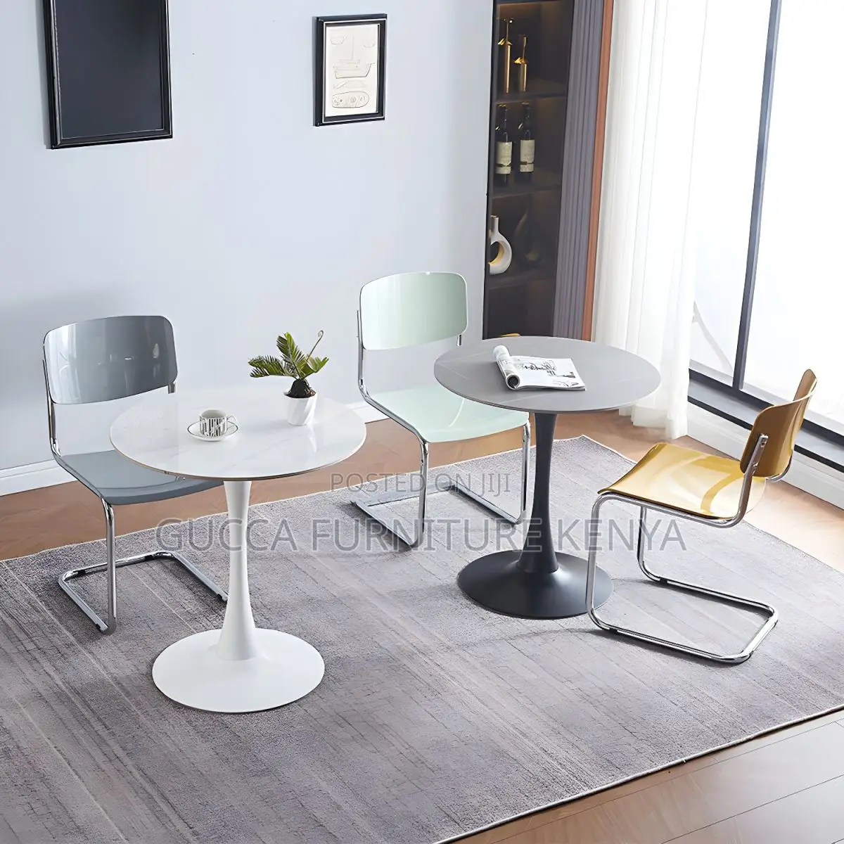 Dining Tables: Stylish Round Marble White Dining Table