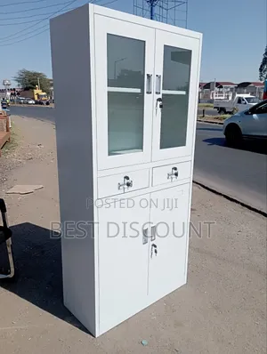 Metallic and Glass Door Cabinets