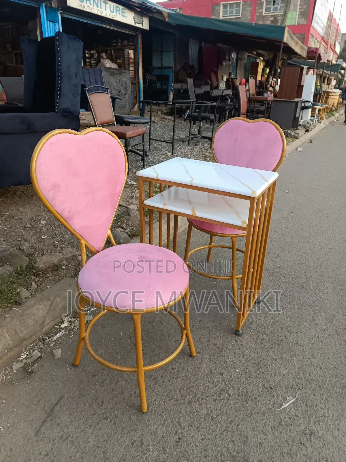 Manicure Set, Pink Seats and Marble Table