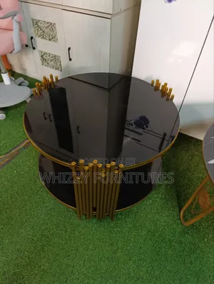 Black Coffee Table With Golden Stands