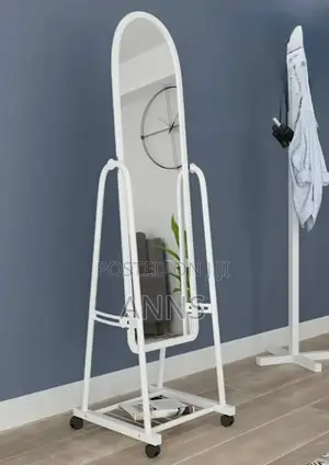 Dressing Mirror With Wheels - White