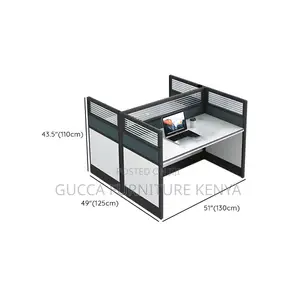 Workstations:Modern 2-Seat Modular Gray Office Workstation