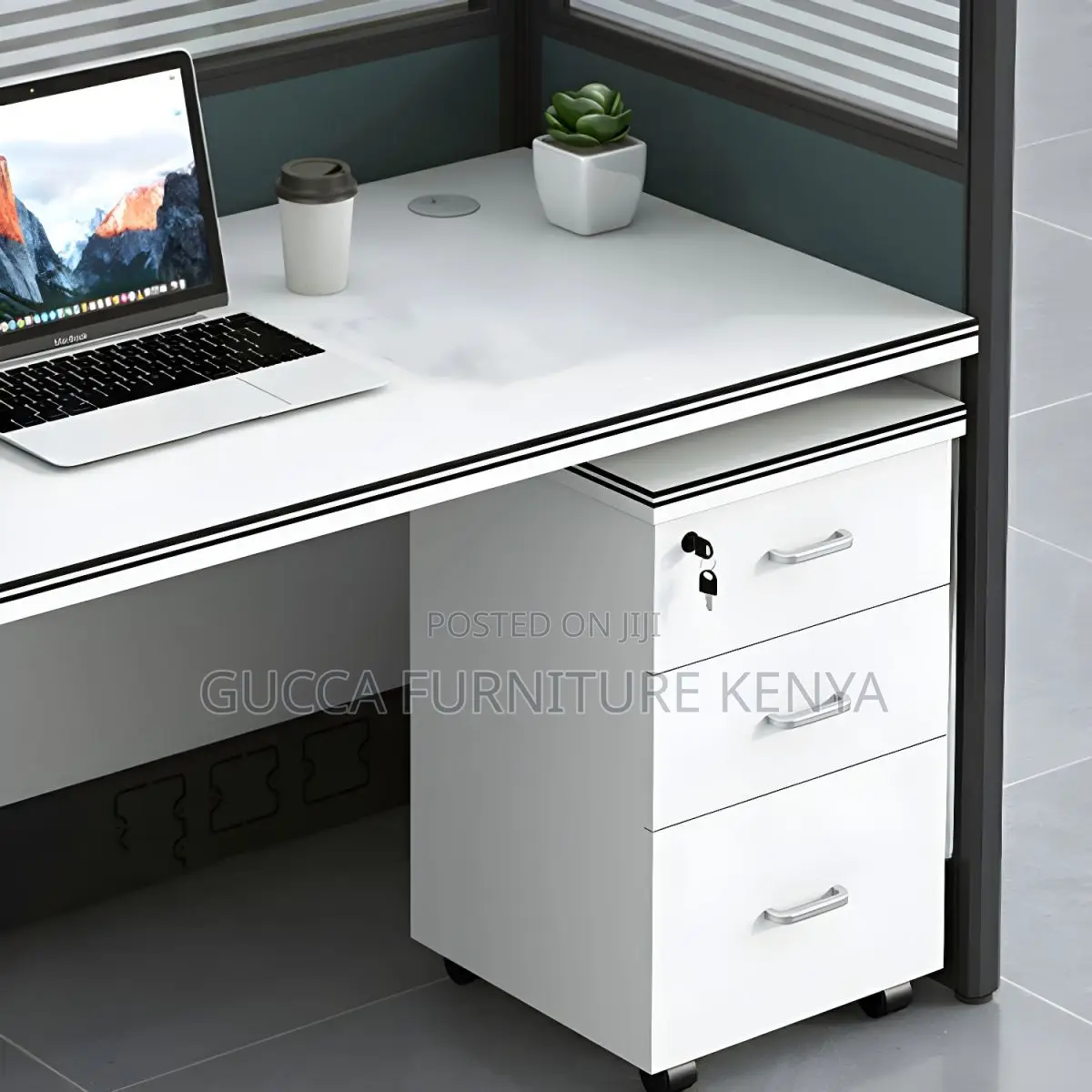Workstations:Modern 2-Seat Modular Gray Office Workstation