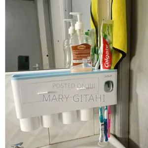 *4 Cups Luxury Toothbrush Holder With 2 Separate Drawers
 at 
