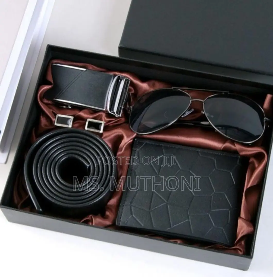 Black Wallet / Belt / Cuff Links Gift Set