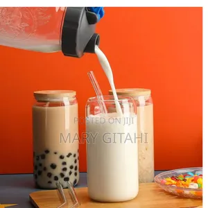 Glass Cup With Lid and Straw *500ml
