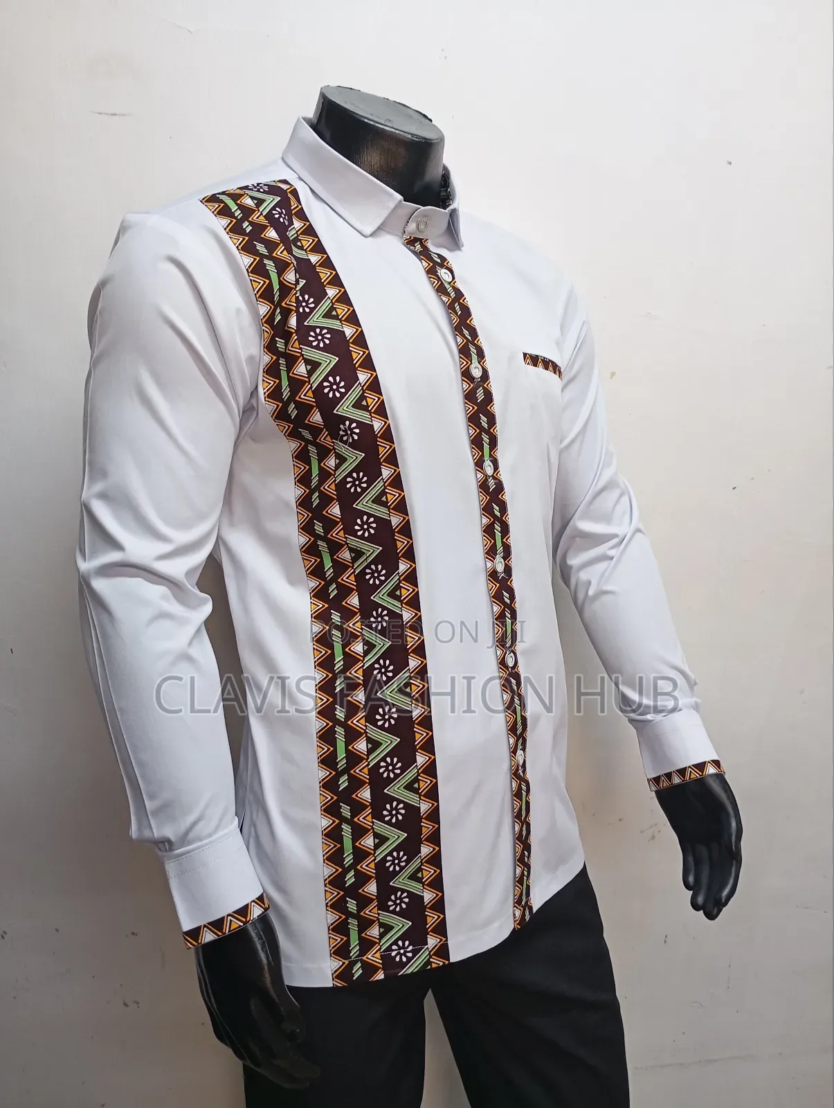 White Ankara Shirt Long Sleeved