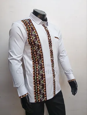 White Ankara Shirt Long Sleeved
