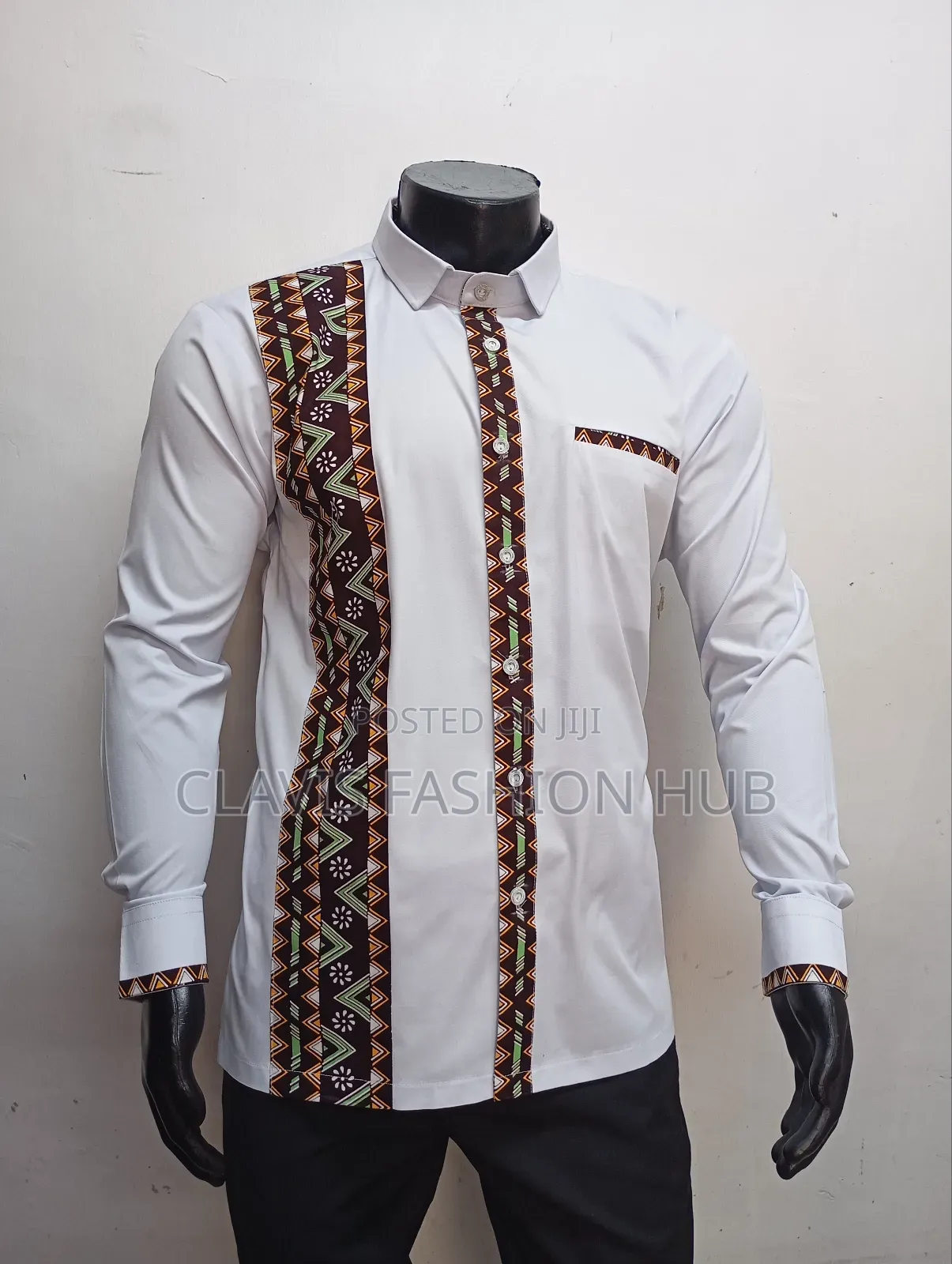 White Ankara Shirt Long Sleeved