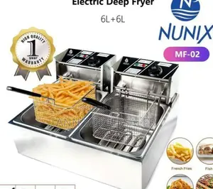 Nunix Double Tank 6+6LT Stainless Steel Double Deep Fryer