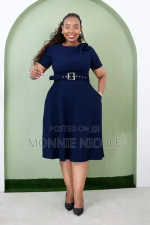 Demurely Navy Blue Dress