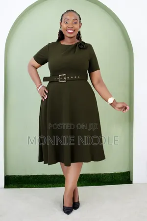 Modest Jungle Green a- Line Dress