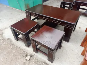 Wooden Table and Two Stools