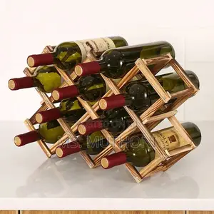 Foldable10 Slot Wooden Wine Bottle Rack